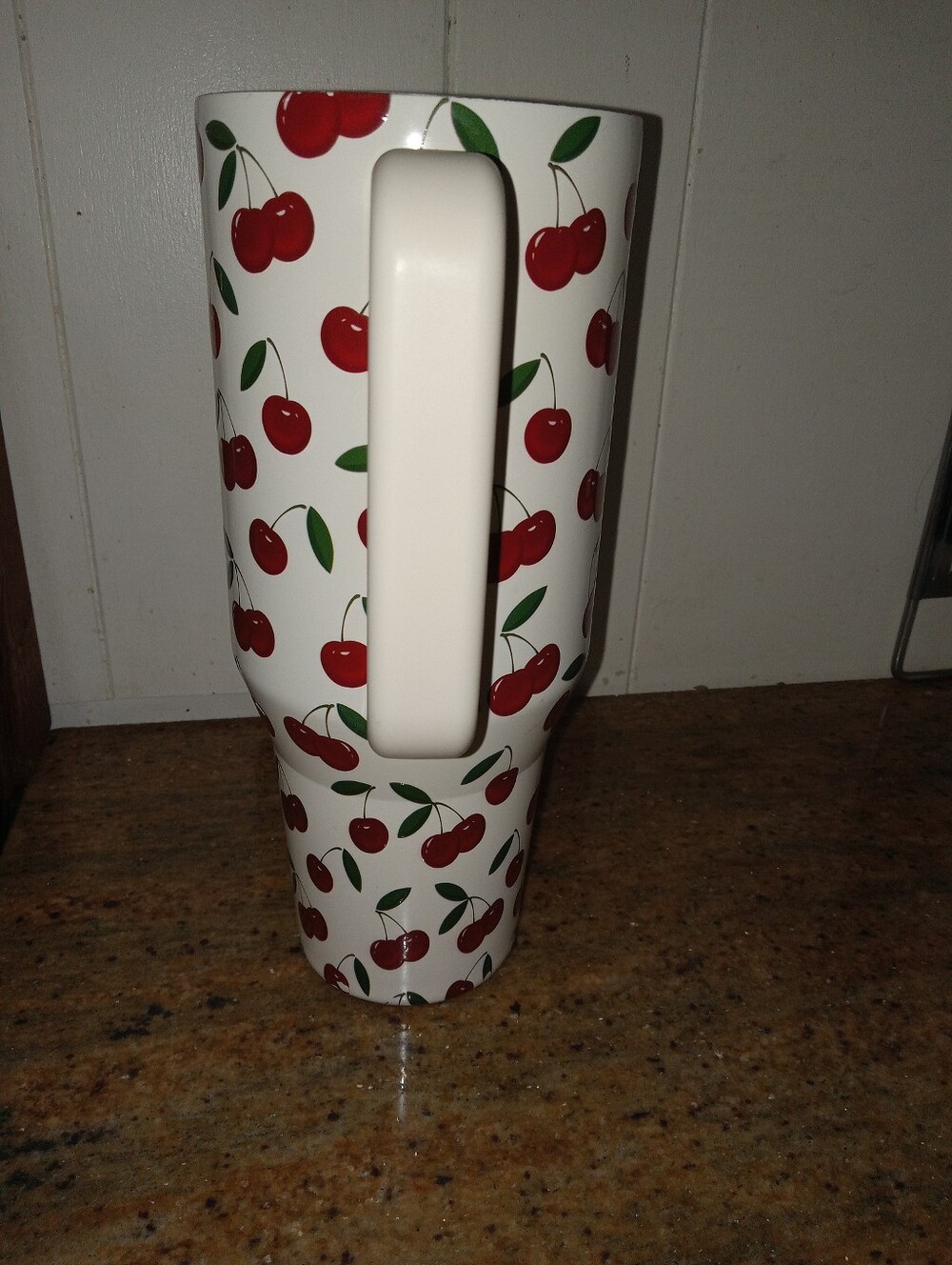 HydroJug White Tumbler with Red Cherry Pattern Traveler 40oz No Lid - Picture 3 of 8